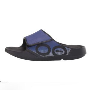 OOFOS OOahh Sport Flex Sandal Slides Navy Slip On Comfort Casual Size M 6 / W 8